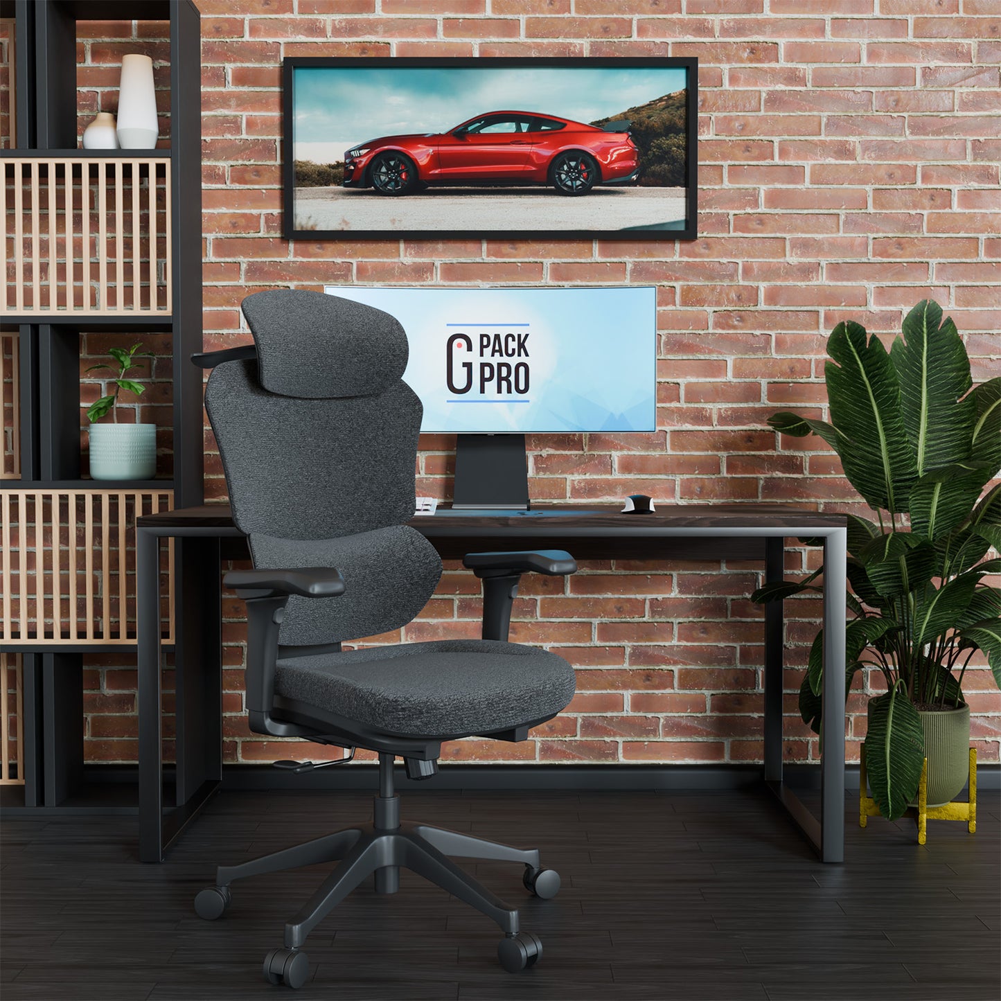 G-Pack Pro Ergonomic Office Chair – Tilted Back, Adjustable Armrests & Soft Seat (Gray)