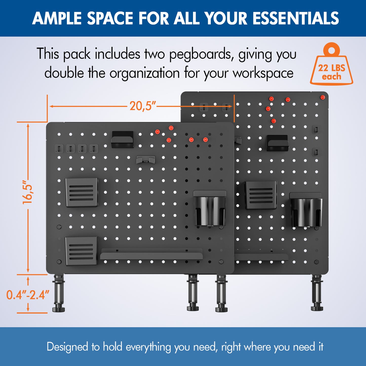 G-Pack Pro Desk Pegboard Set | 2-Piece Organizer & Privacy Panel