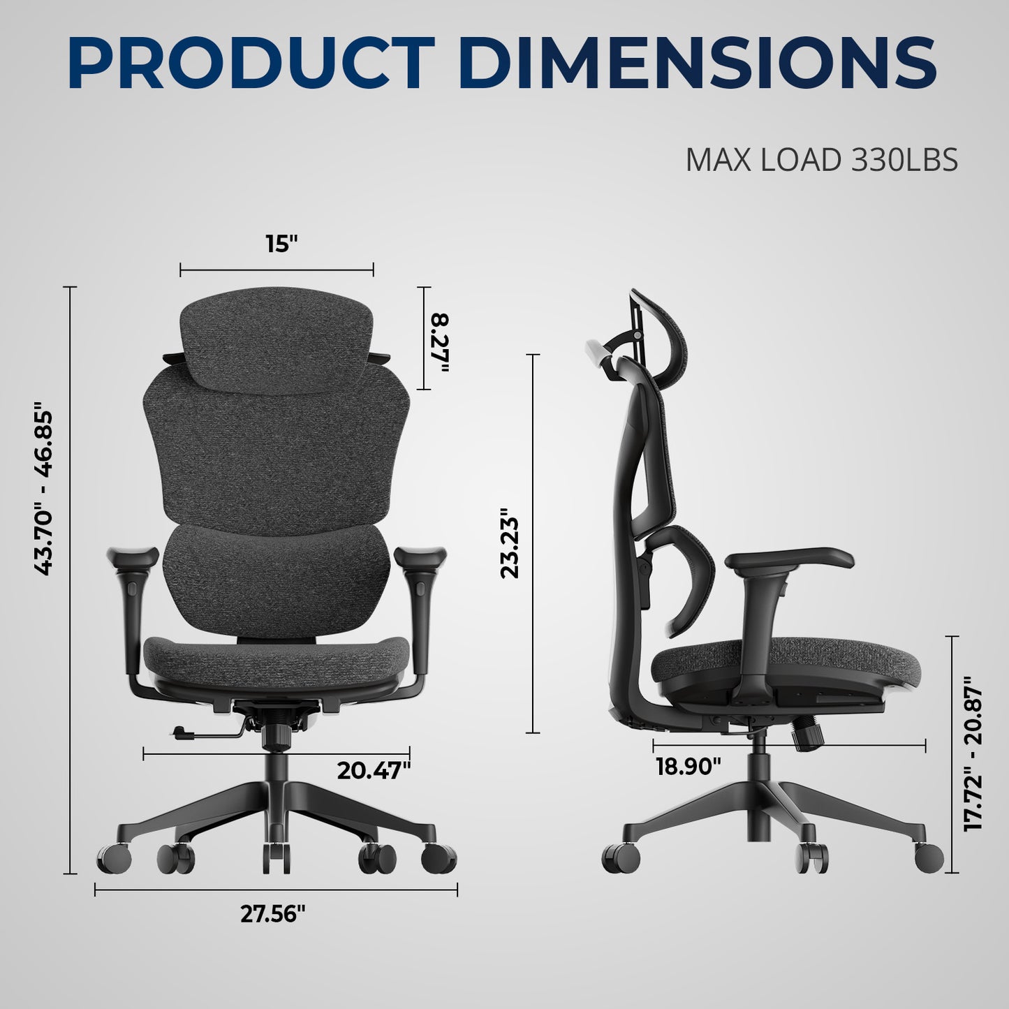 G-Pack Pro Ergonomic Office Chair – Tilted Back, Adjustable Armrests & Soft Seat (Gray)
