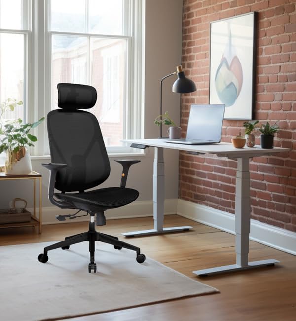 G-Pack Pro Ergonomic Mesh Office Chair – Lumbar Support, 3D Adjustable Headrest & Soft Seat (Black)