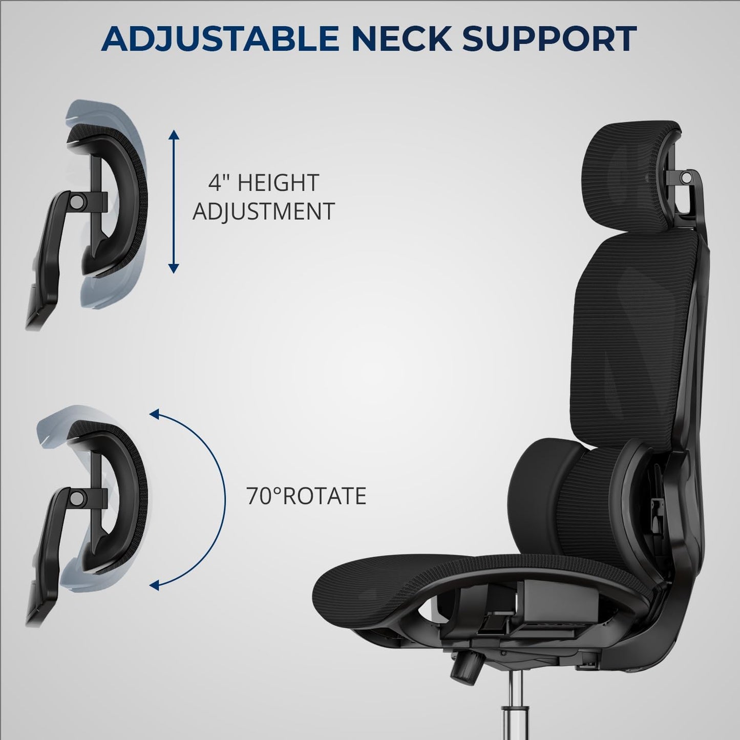 G-Pack Pro Ergonomic Mesh Office Chair – Headrest, Adjustable Armrests & Lumbar Support