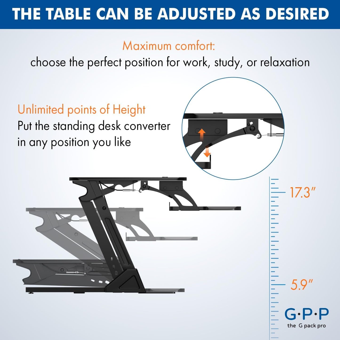 G-Pack Pro 38" Standing Desk Converter – Adjustable Sit-to-Stand Dual Monitor Riser