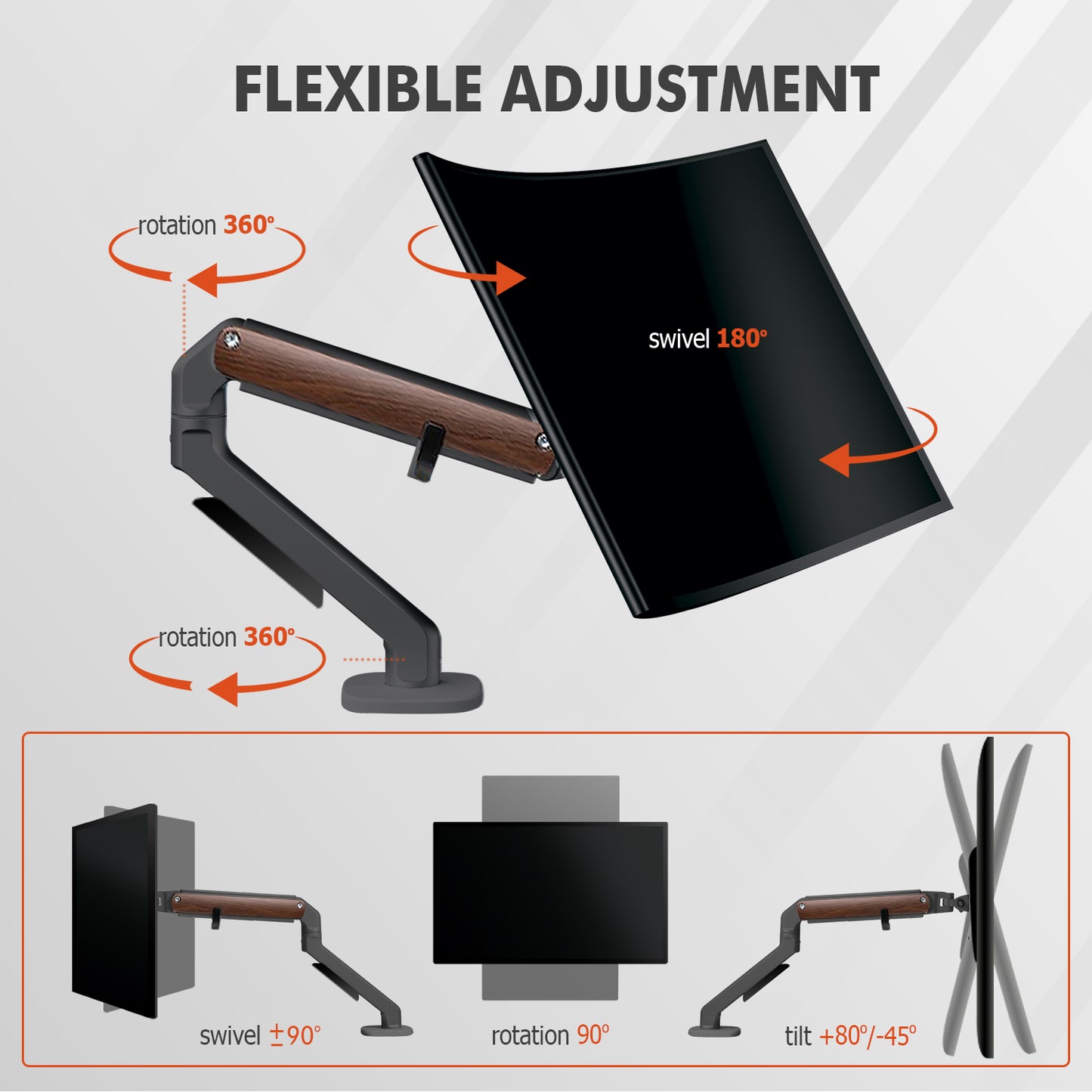 G-Pack Pro Single Monitor Arm | Spring-Assisted for 32" Screens (Silver)