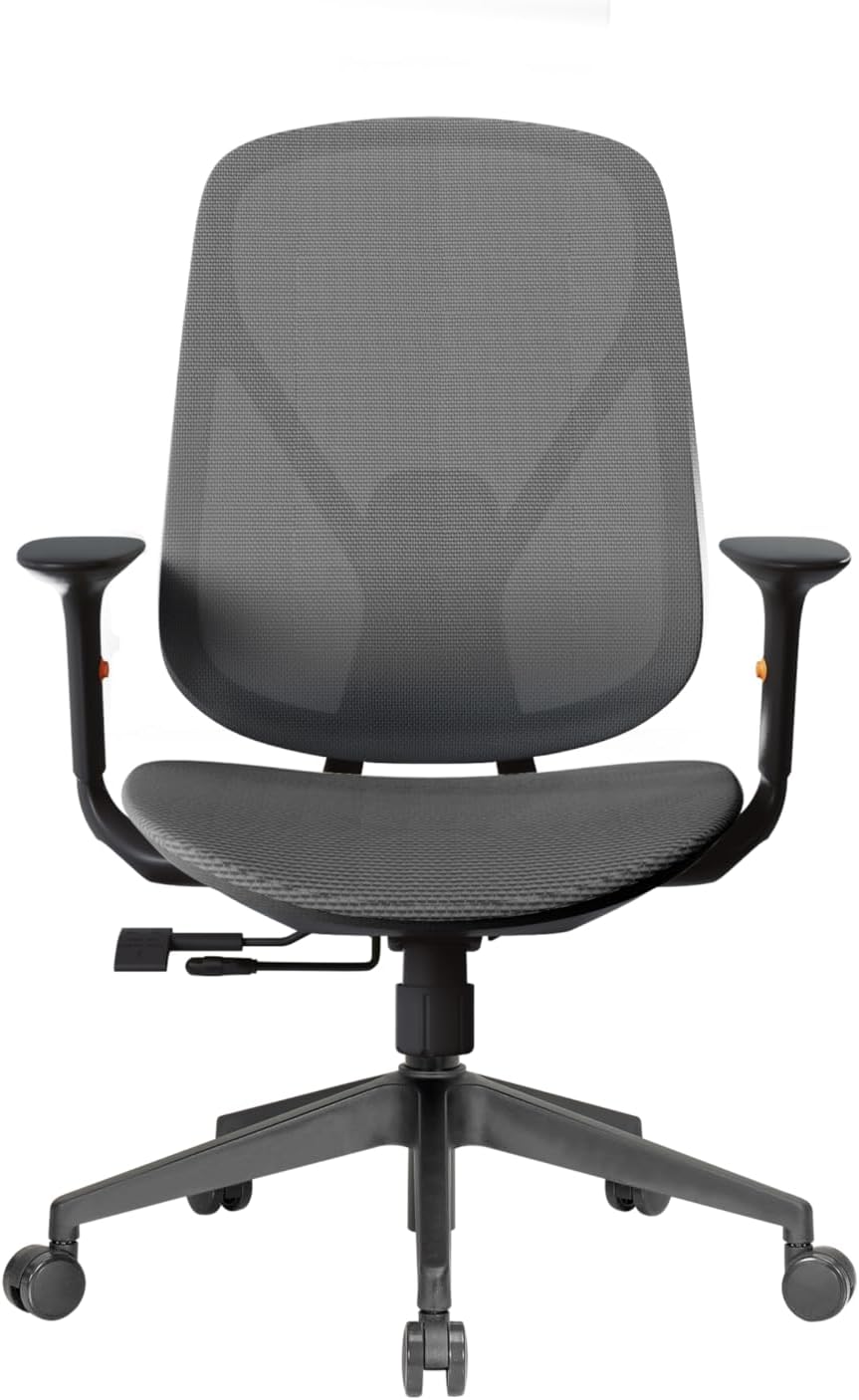 G-Pack Pro Ergonomic Mesh Office Chair – Lumbar Support, Adjustable Armrests & Soft Seat (Black)