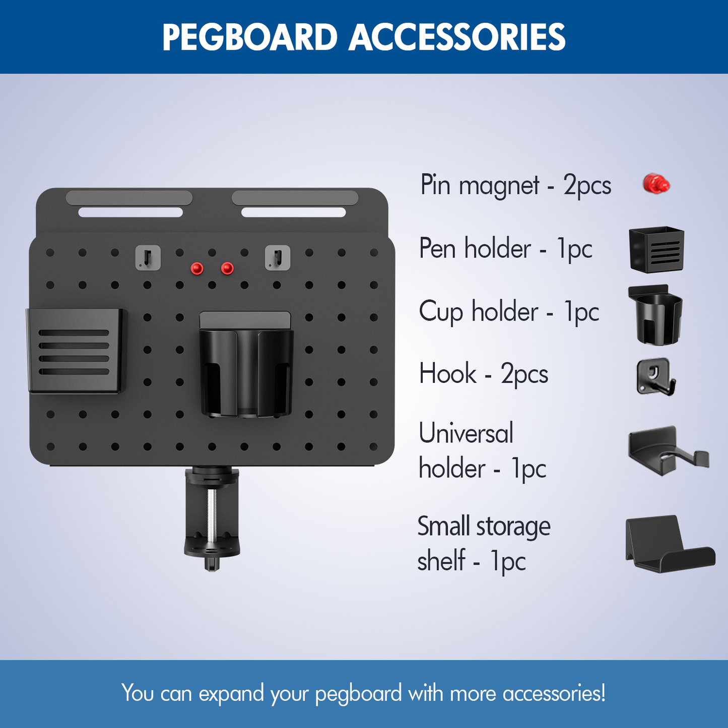 G-Pack Pro Desk Pegboard | Organizer & Privacy Panel (Black)