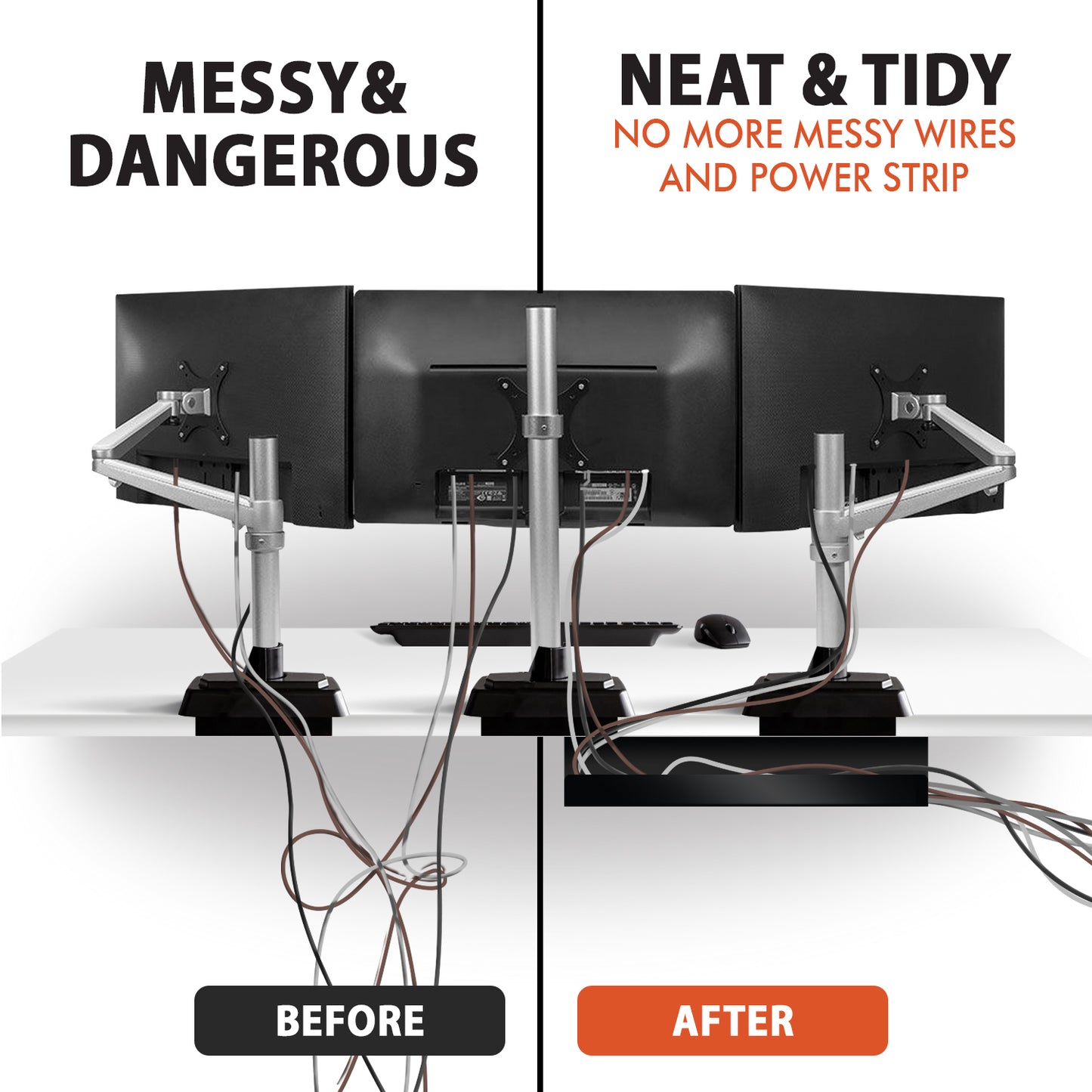G-Pack Pro Under Desk Cable Tray | Metal Wire Organizer (Black)