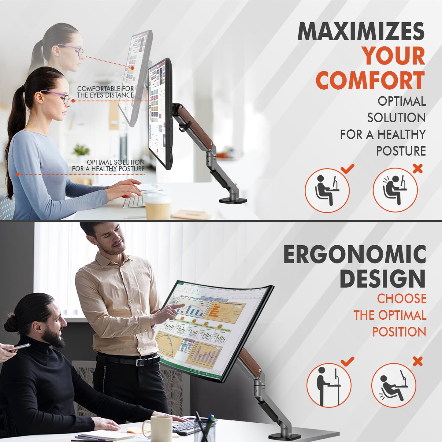 G-Pack Pro Single Monitor Arm | Spring-Assisted for 32" Screens (Silver)