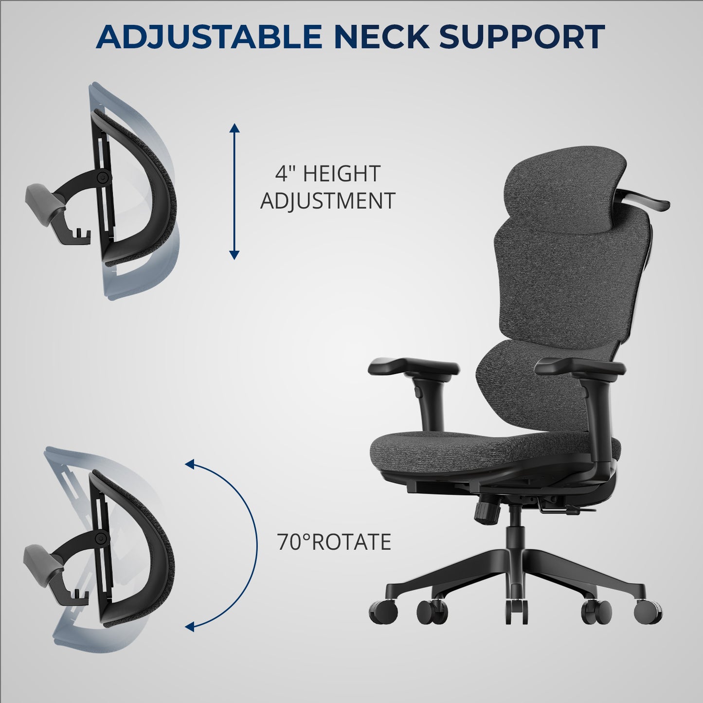 G-Pack Pro Ergonomic Office Chair – Tilted Back, Adjustable Armrests & Soft Seat (Gray)