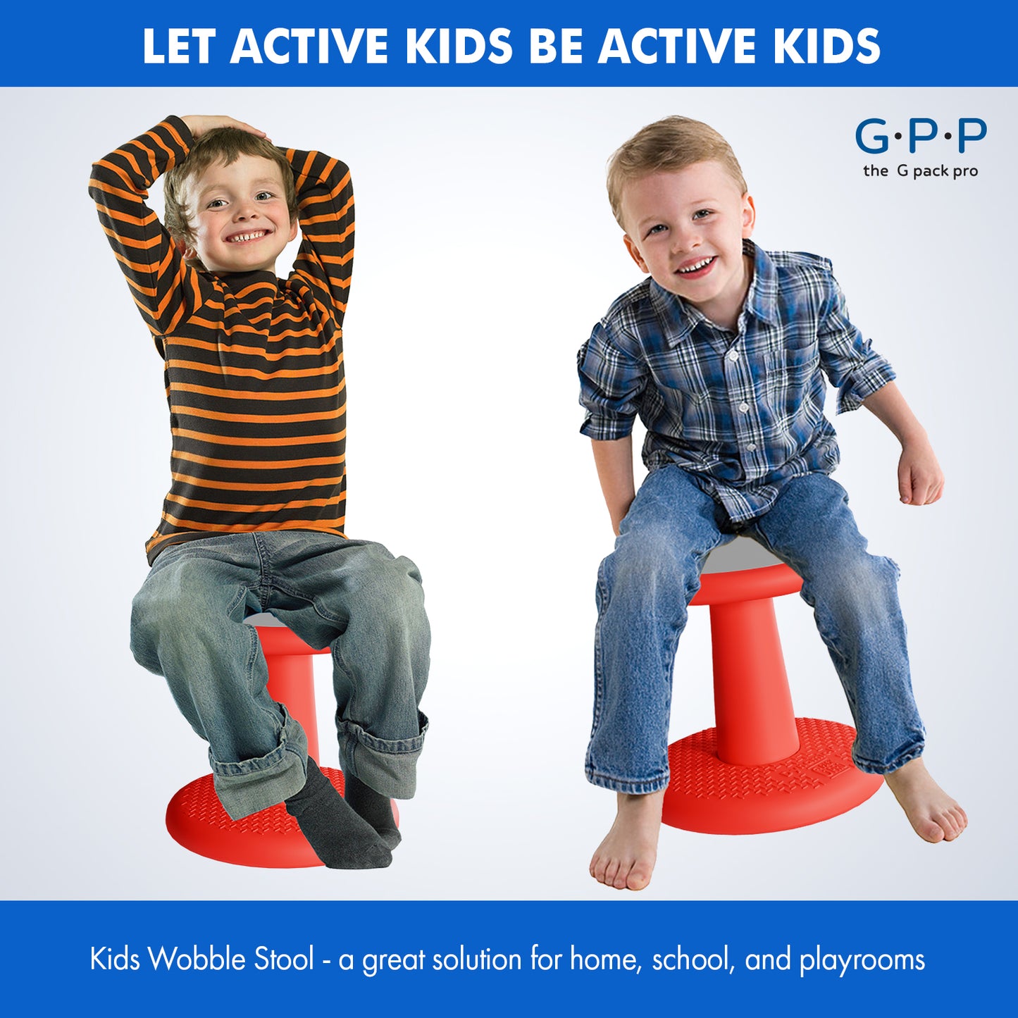 G-Pack Pro Kids Wobble Stool - Active Seating, 14" (Red)