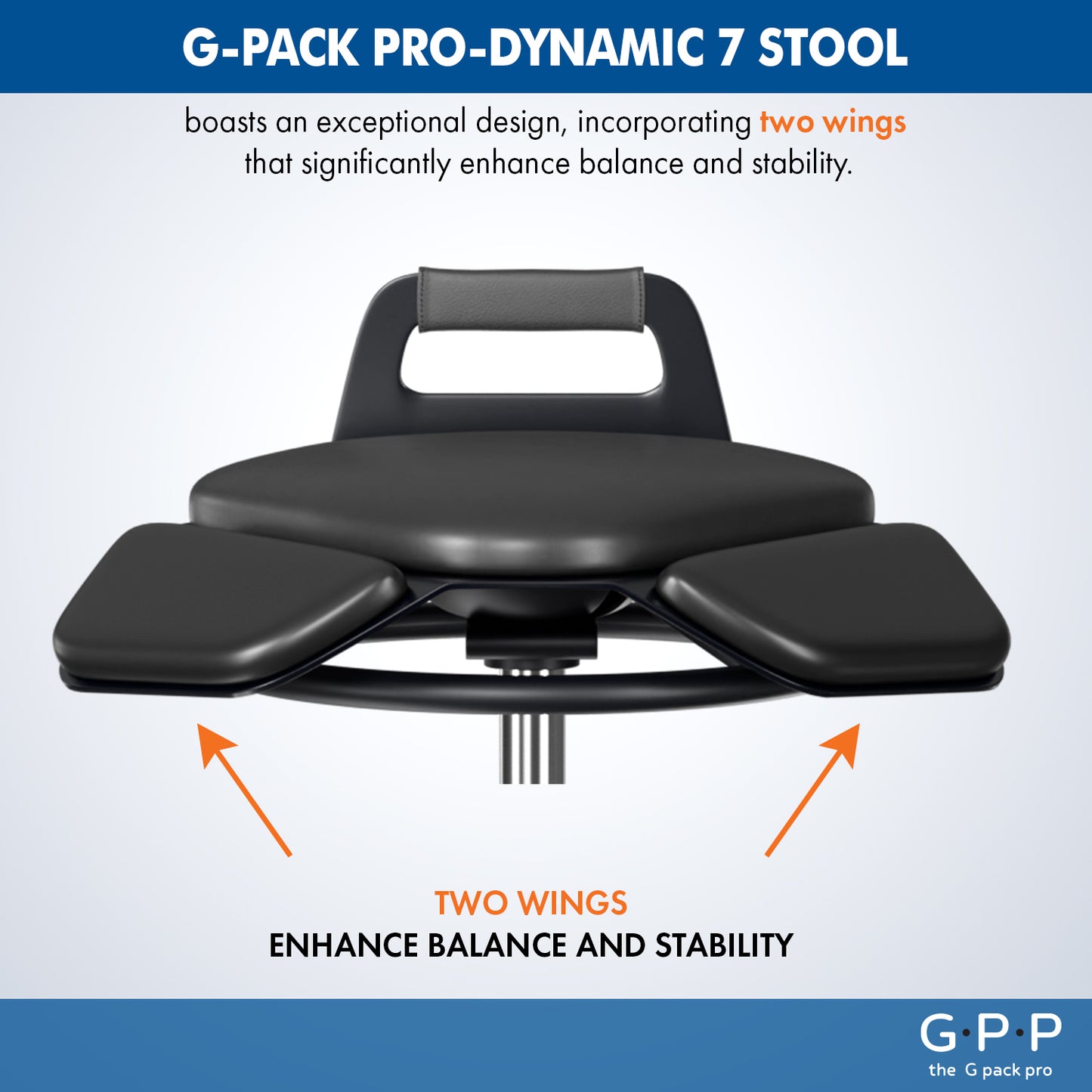 G-Pack Pro Standing Desk Chair | Height Adjustable Active Stool (Black)