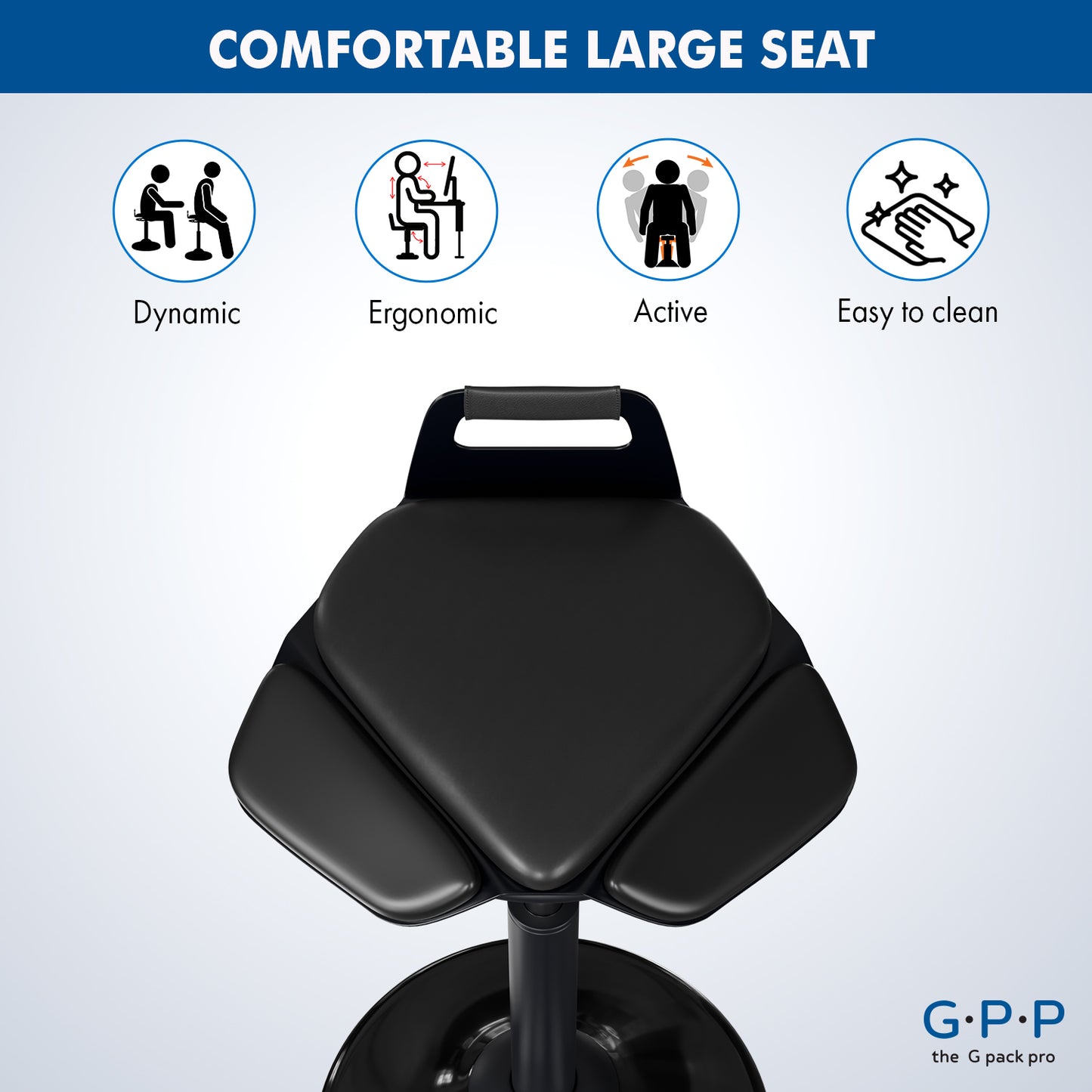 G-Pack Pro Standing Desk Chair | Height Adjustable Active Stool (Black)