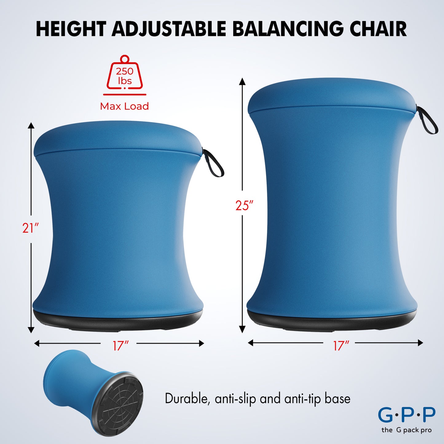 G-Pack Pro Wobble Stool | Height Adjustable, Ergonomic (Blue)