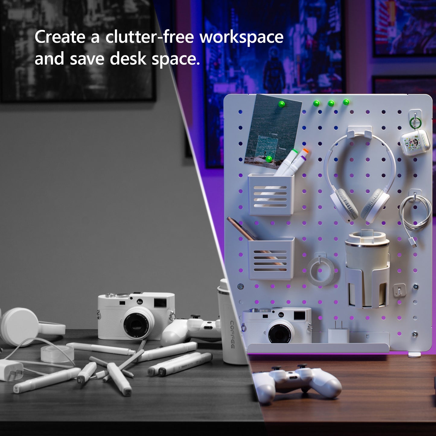 G-Pack Pro Gaming Desk Organizer | Large Pegboard & Privacy Panel
