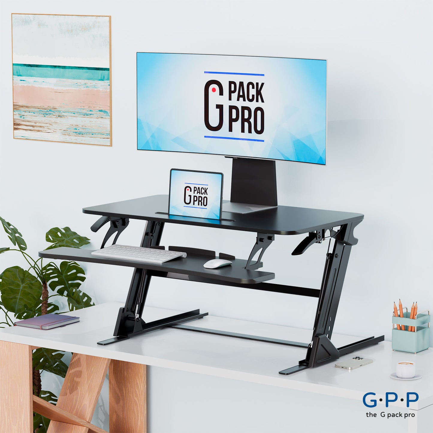 G-Pack Pro 36" Standing Desk Converter – Adjustable Sit-to-Stand Dual Monitor Riser