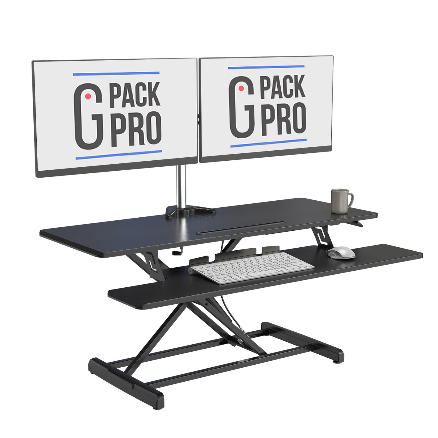 G-Pack Pro Adjustable Standing Desk Converter | Fits Dual Monitors, 42" Table