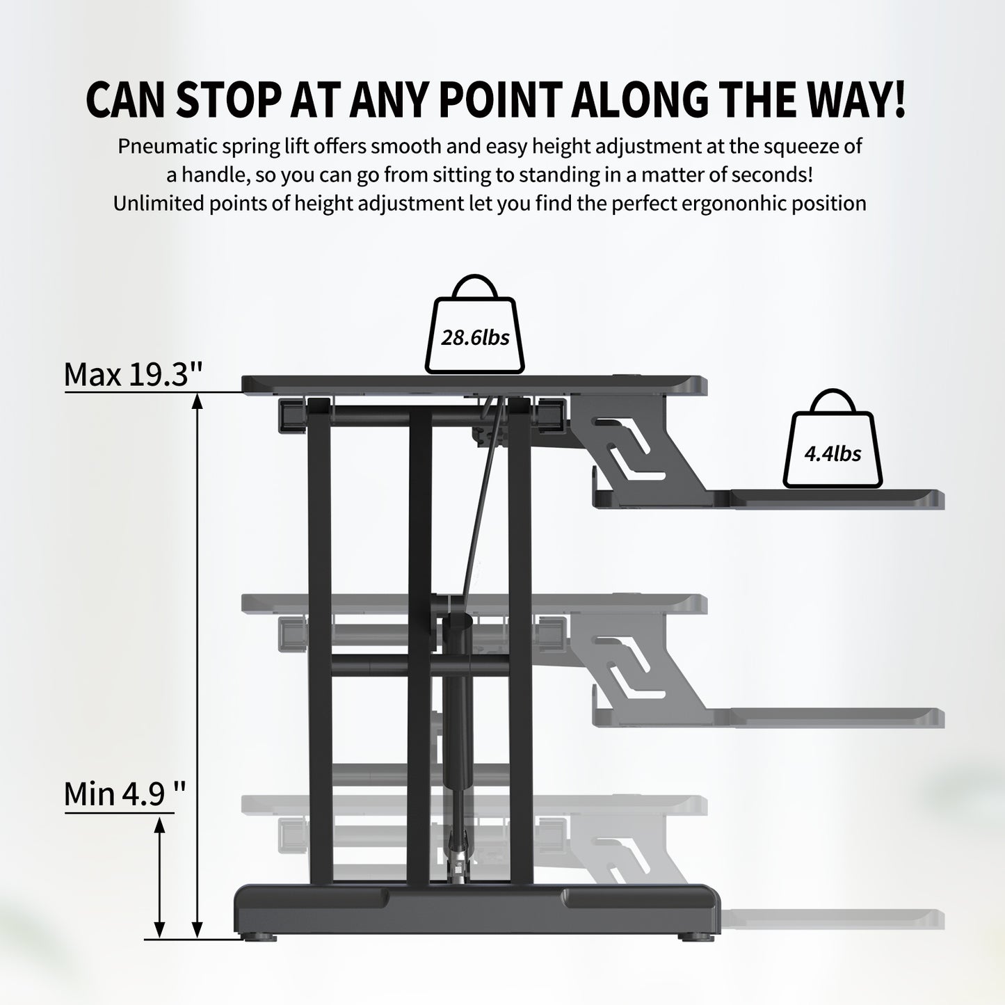 G-Pack Pro Adjustable Standing Desk Converter | Fits Dual Monitors, 42" Table