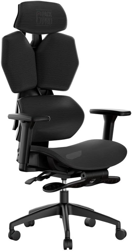 G-Pack Pro Ergonomic Mesh Office Chair – 4-Level Lumbar Support, Headrest, 3D Armrests & Footrest
