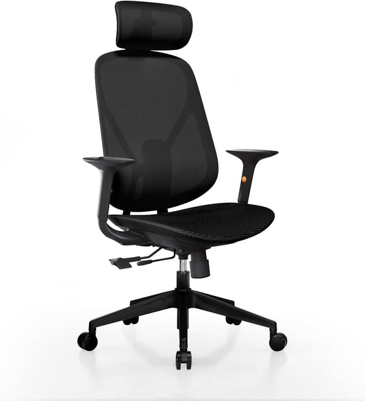 G-Pack Pro Ergonomic Mesh Office Chair – Lumbar Support, 3D Adjustable Headrest & Soft Seat (Black)