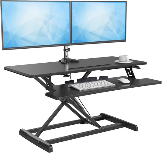 G-Pack Pro Adjustable Standing Desk Riser | Dual Monitor, Ergonomic (Black)