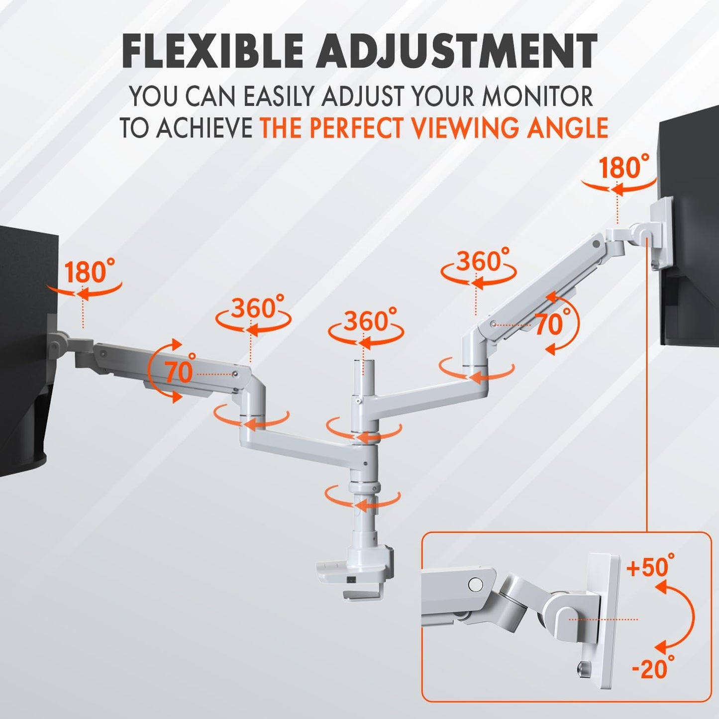 G-Pack Pro Monitor Arm | Heavy-Duty for 49" Screens (White)