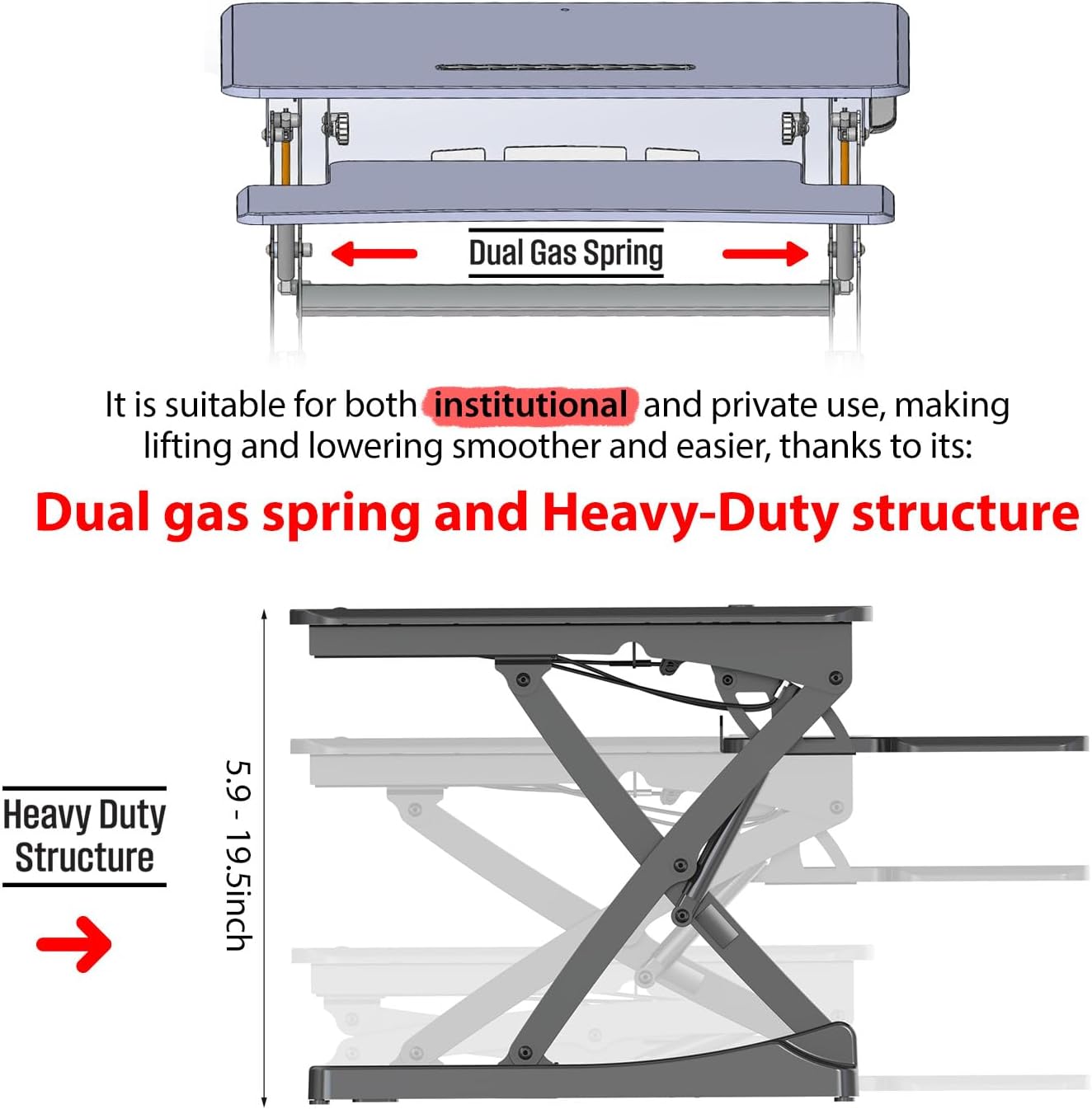 G-Pack Pro Adjustable Standing Desk Converter | Dual Monitor, Removable Keyboard Tray