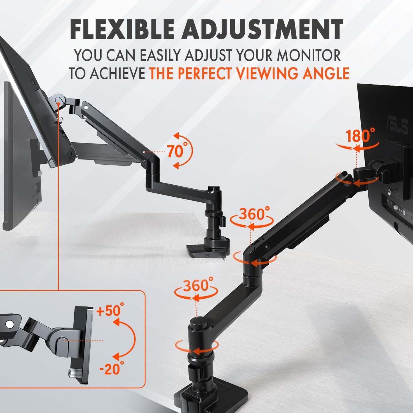 G-Pack Pro Single Monitor Arm | Heavy-Duty for 49" Screens (Black)