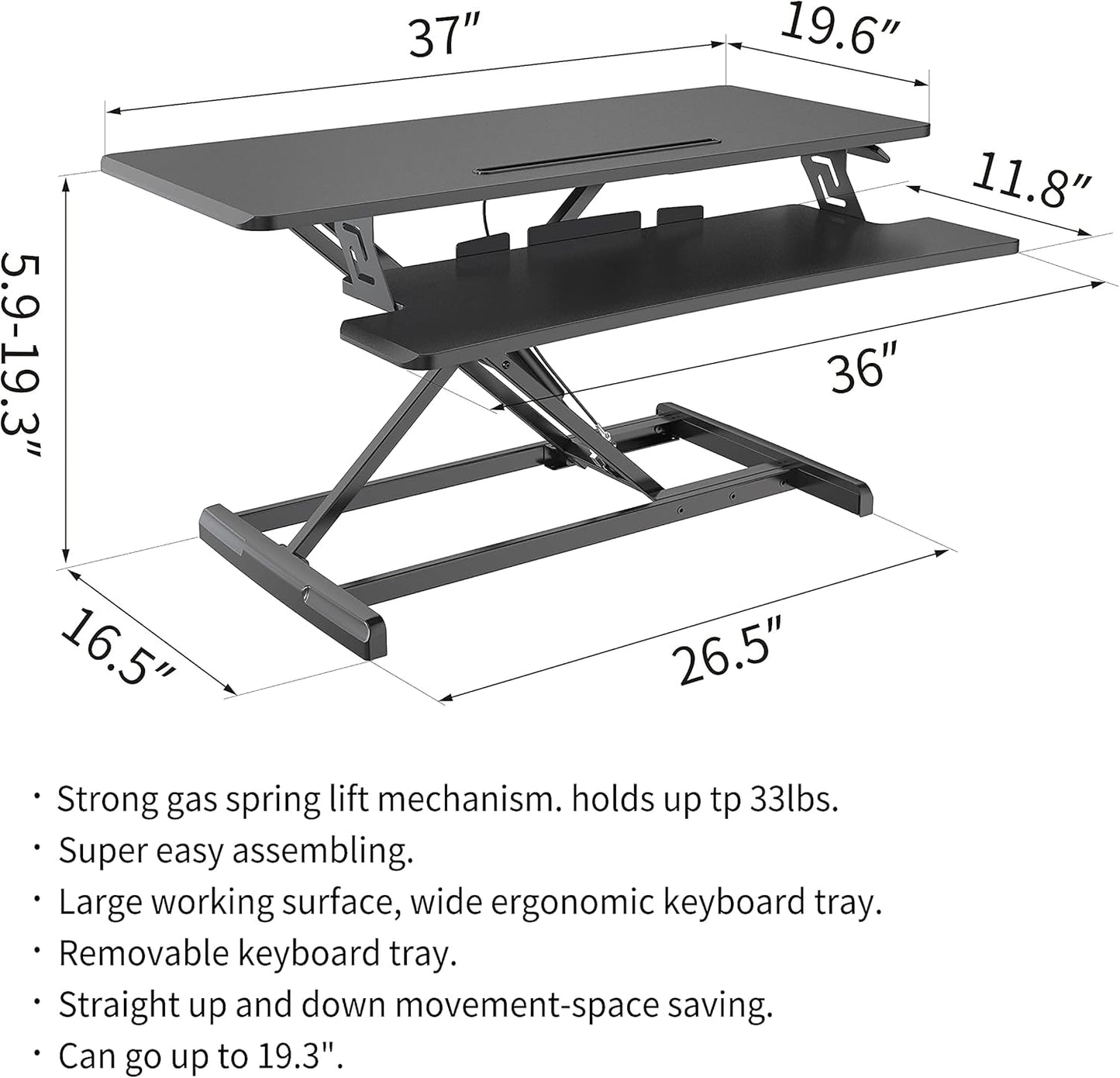 G-Pack Pro Adjustable Standing Desk Riser | Dual Monitor, Ergonomic (Black)