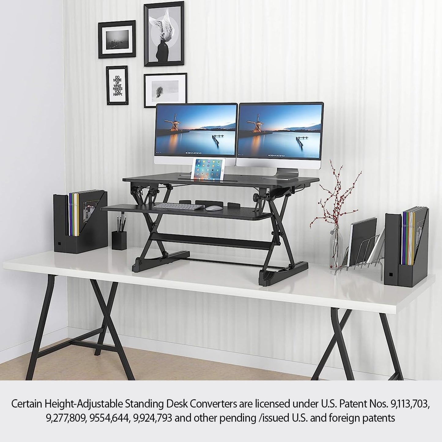 G-Pack Pro Adjustable Standing Desk Converter | Dual Monitor, Removable Keyboard Tray