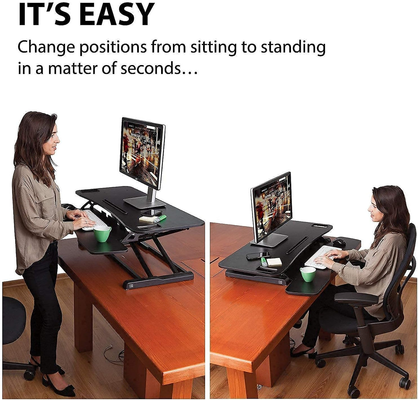 G-Pack Pro Adjustable Standing Desk Riser | Dual Monitor, Ergonomic (Black)