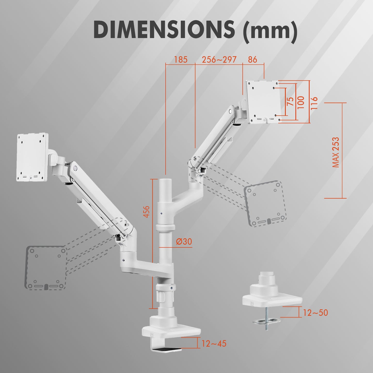 G-Pack Pro Monitor Arm | Heavy-Duty for 49" Screens (White)