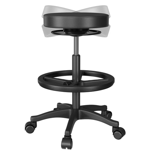 G-Pack Pro Rolling Stool | Ergonomic, Adjustable Swivel with Foot Rest (Black)