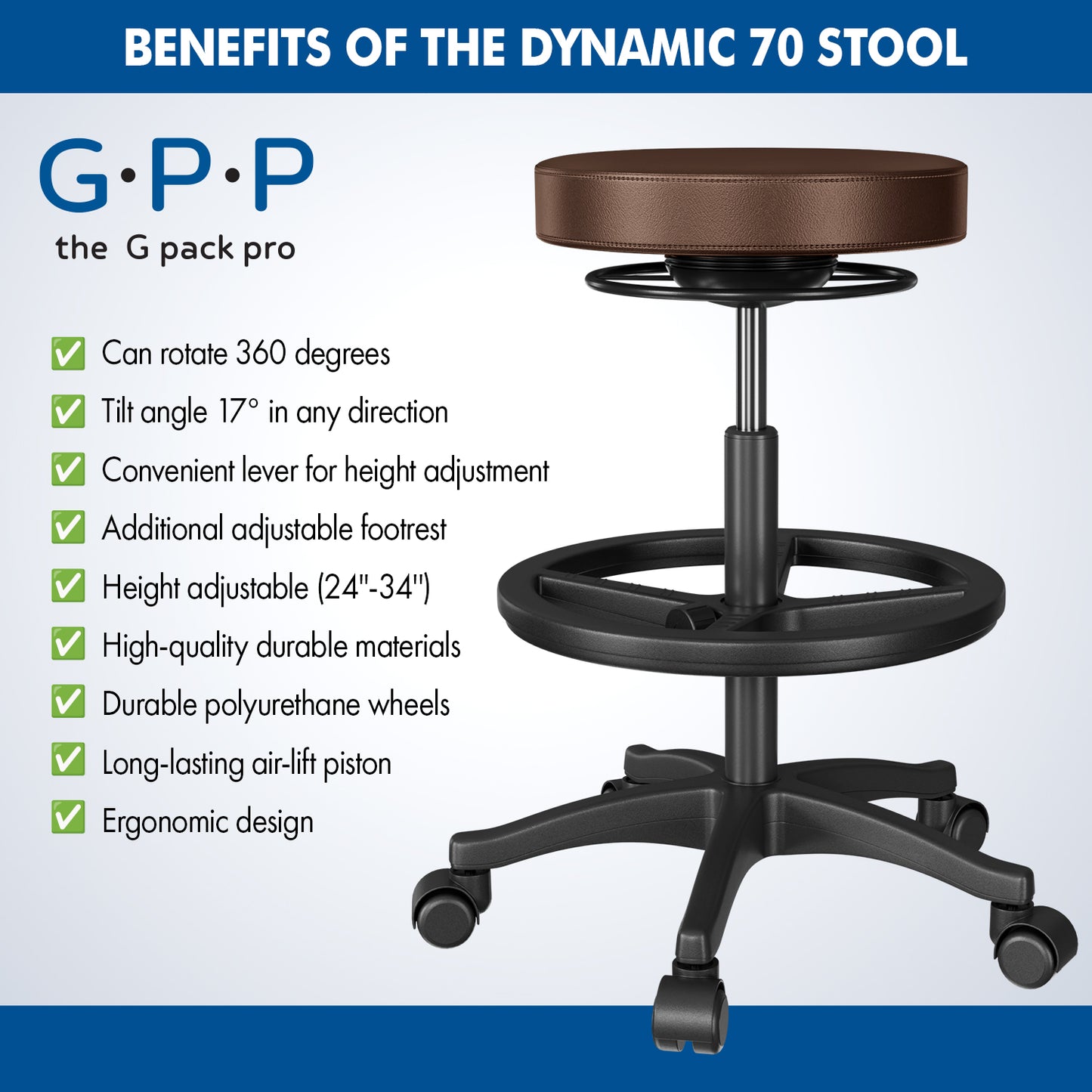 G-PACK PRO Active Stool – Comfortable, Durable, Pain-Relief Seating (Brown)