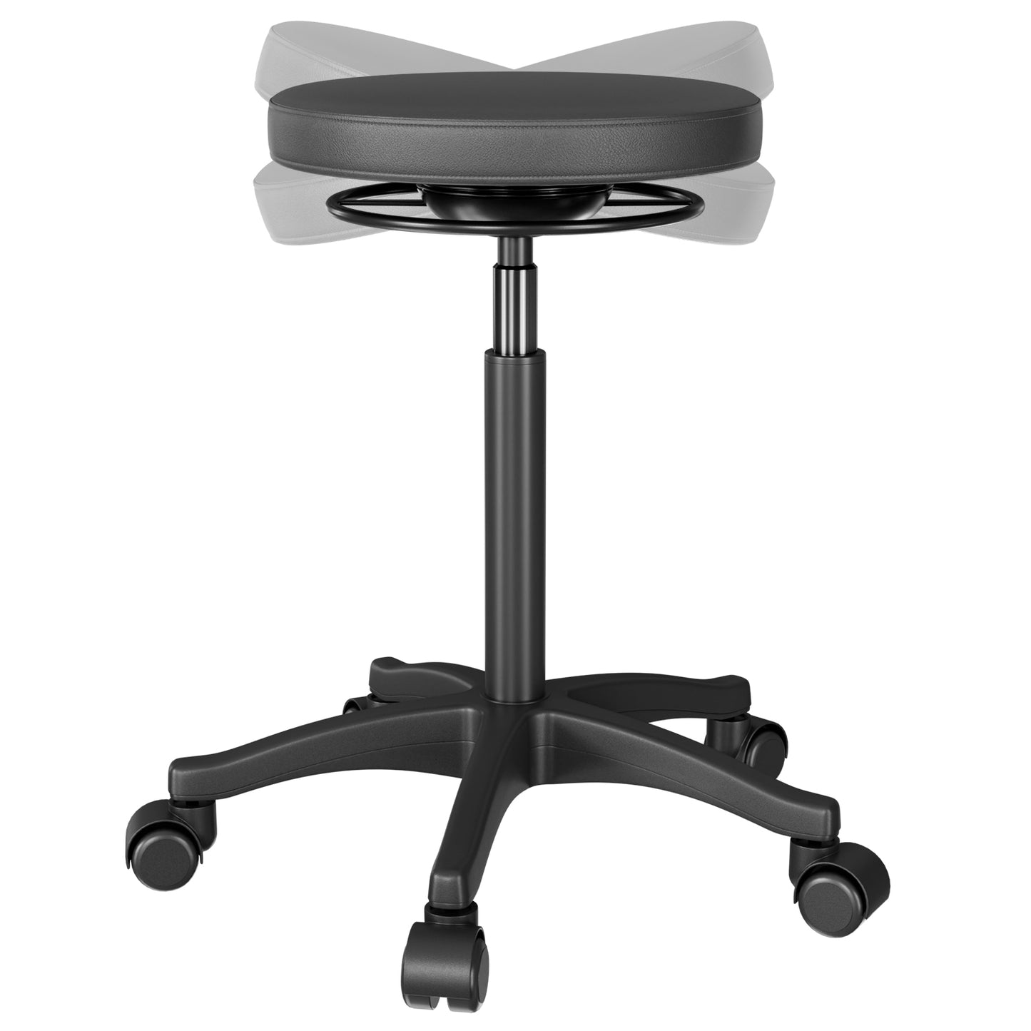 G-Pack Pro Rolling Stool | Ergonomic, Adjustable Swivel (Black)