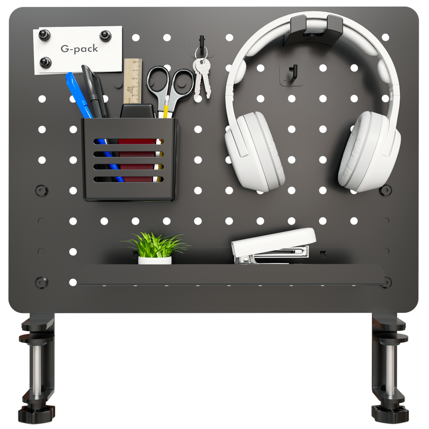 G-Pack Pro Clamp-on Desk Pegboard | Organizer & Privacy Panel (Black)