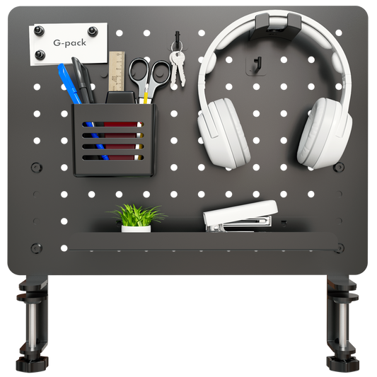 G-Pack Pro Clamp-on Desk Pegboard | Organizer & Privacy Panel (Black)