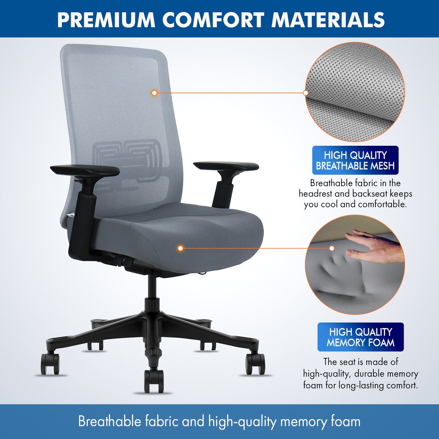 G-PACK PRO Mesh Office Chair - MAX-40 (Grey)