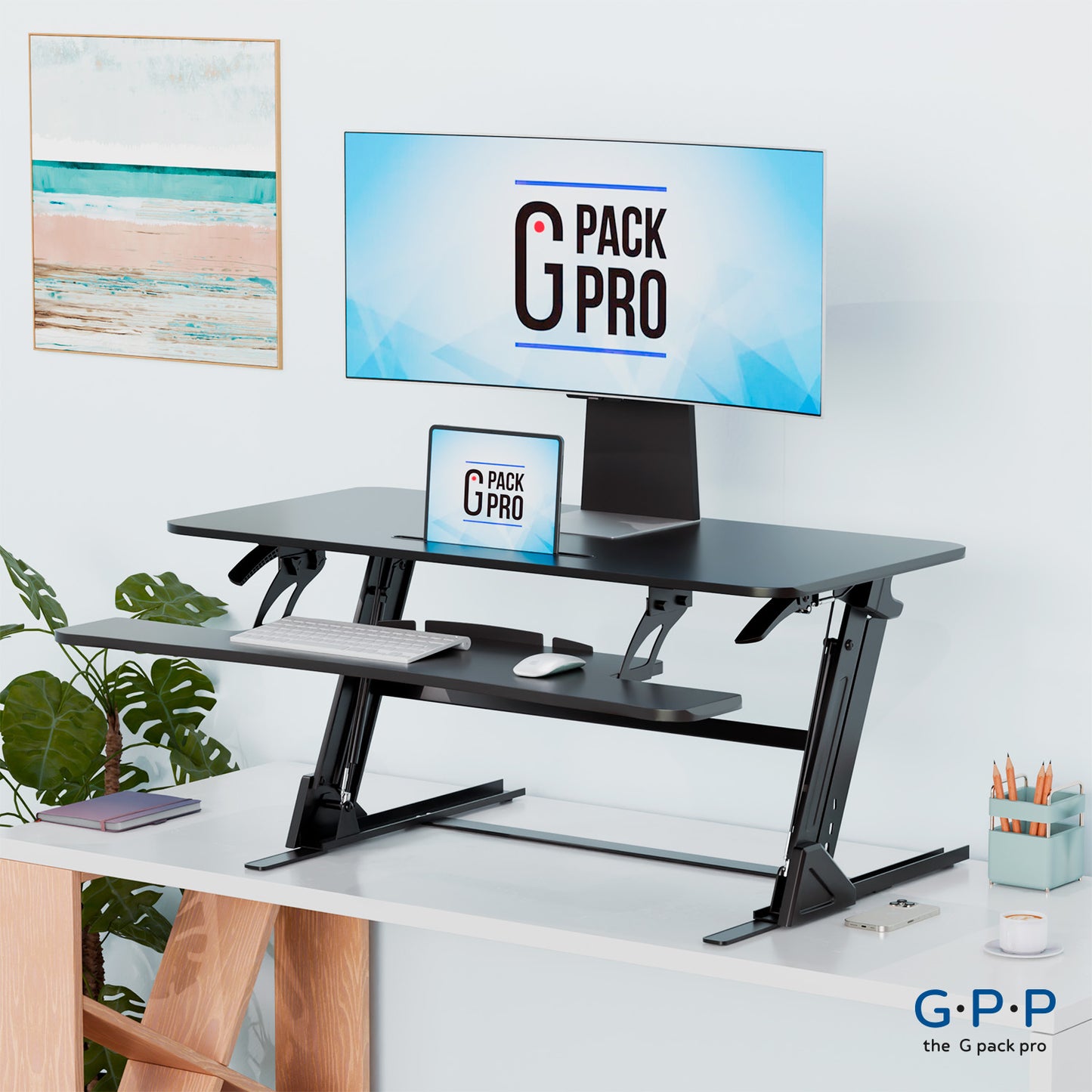 G-Pack Pro 42" Standing Desk Converter – Adjustable Sit-to-Stand Dual Monitor Riser