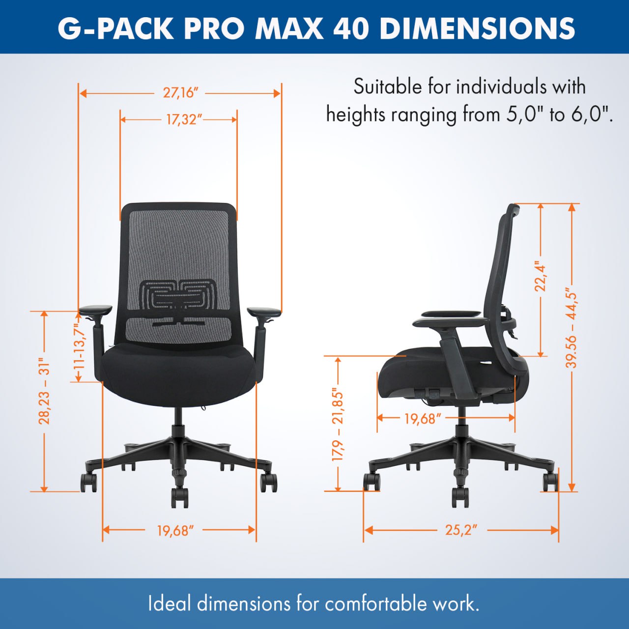 G-PACK PRO Mesh Office Chair - MAX-40 (Black)